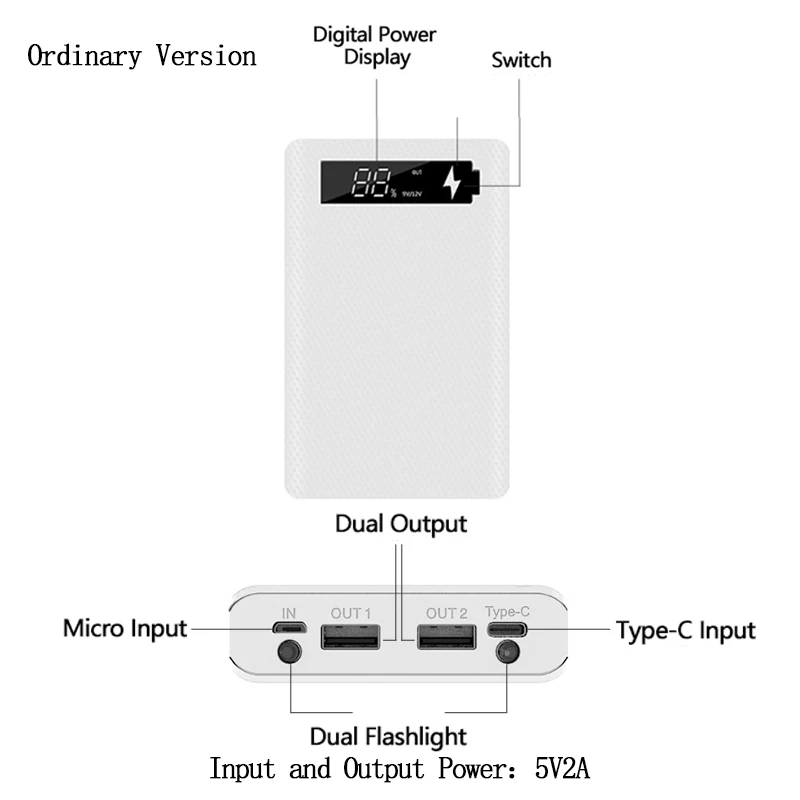 Quick Charge Версия 6*18650 Внешний аккумулятор чехол с двойным USB мобильный телефон