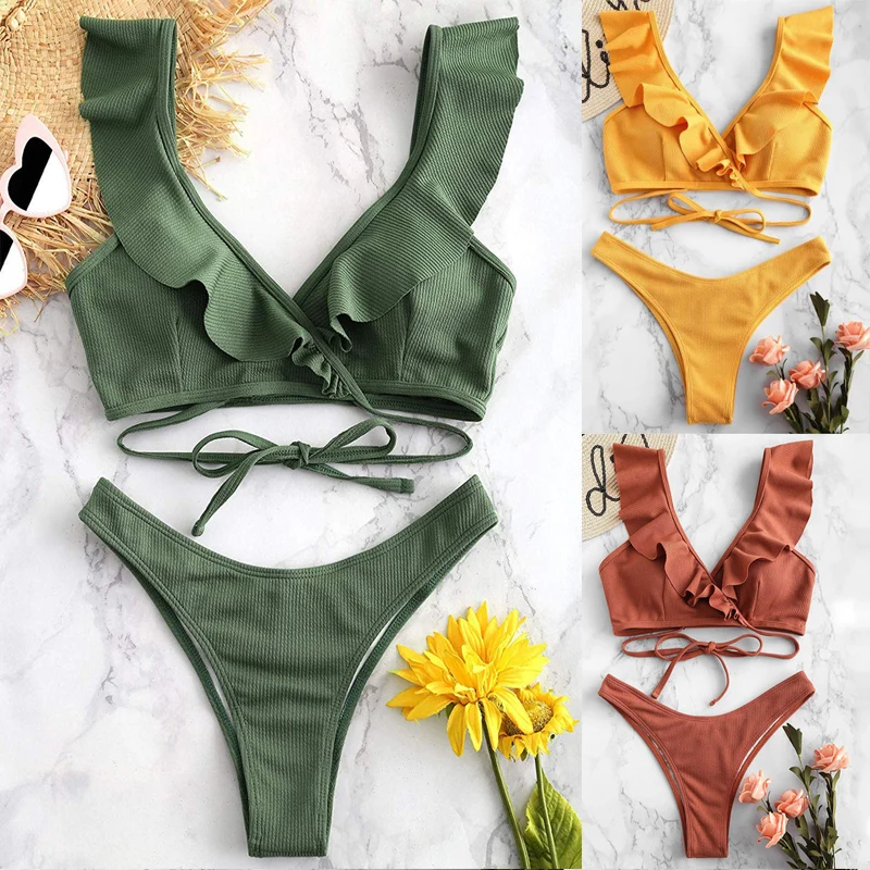 Push up Bikini Set Women Halter Ruffle Biquini Swimwear Low Waist Sexy Swimsuit Women Beach Bathing Beachwear Bandage Bikini Set
Push up Bikini Set Women Halter Ruffle Biquini Swimwear Low Waist Sexy Swimsuit Women Beach Bathing Beachwear Bandage Bikini Set