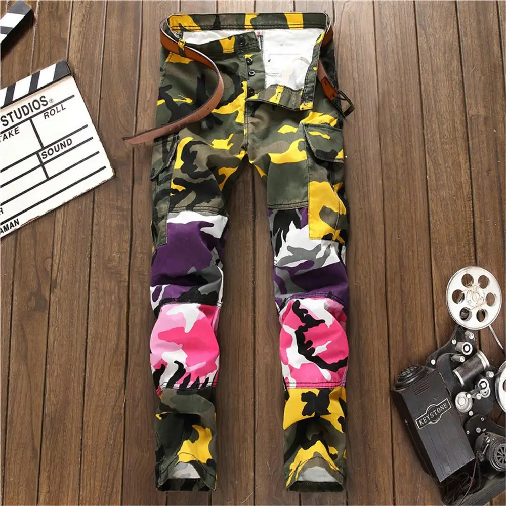 Hot new style loose multi-pocket stitching color matching high street men's camouflage trousers straight casual trousers
Hot new style loose multi-pocket stitching color matching high street men's camouflage trousers straight casual trousers