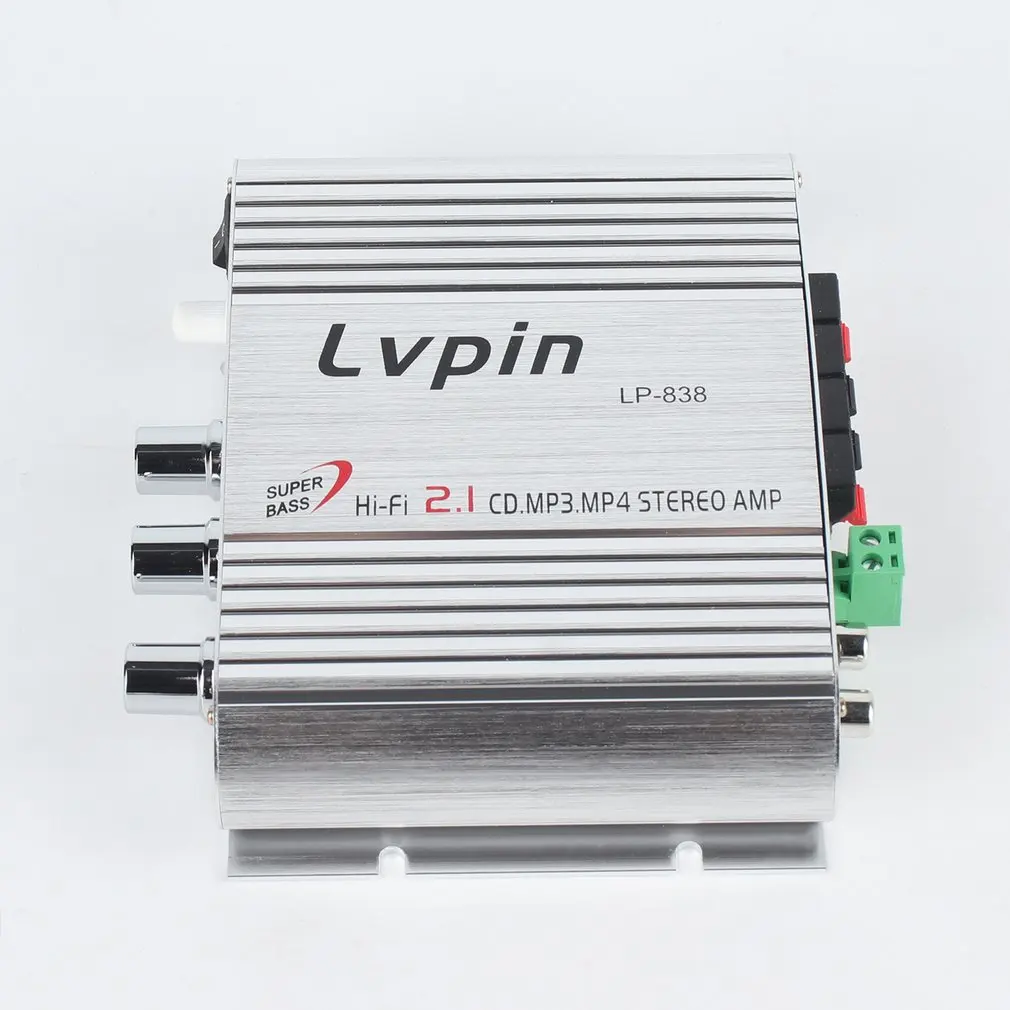 LP-838 Portable Power Amplifier Hi-Fi 2.1 MP3 Radio Audio Stereo Bass Speaker Booster Player for Home Car Motorbike Black White
LP-838 Portable Power Amplifier Hi-Fi 2.1 MP3 Radio Audio Stereo Bass Speaker Booster Player for Home Car Motorbike Black White