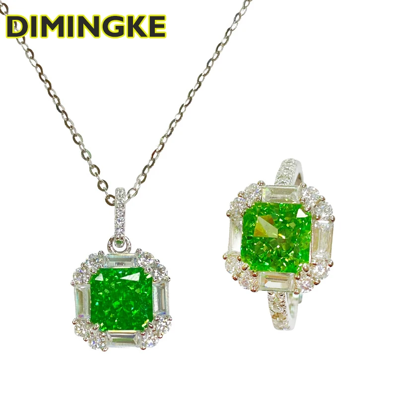 DIMINGKE S925 Silver Necklace Ring Set Super Flash Green High Carbon Diamond Women's Jewelry Cocktail Party Birthday Gift
DIMINGKE S925 Silver Necklace Ring Set Super Flash Green High Carbon Diamond Women's Jewelry Cocktail Party Birthday Gift