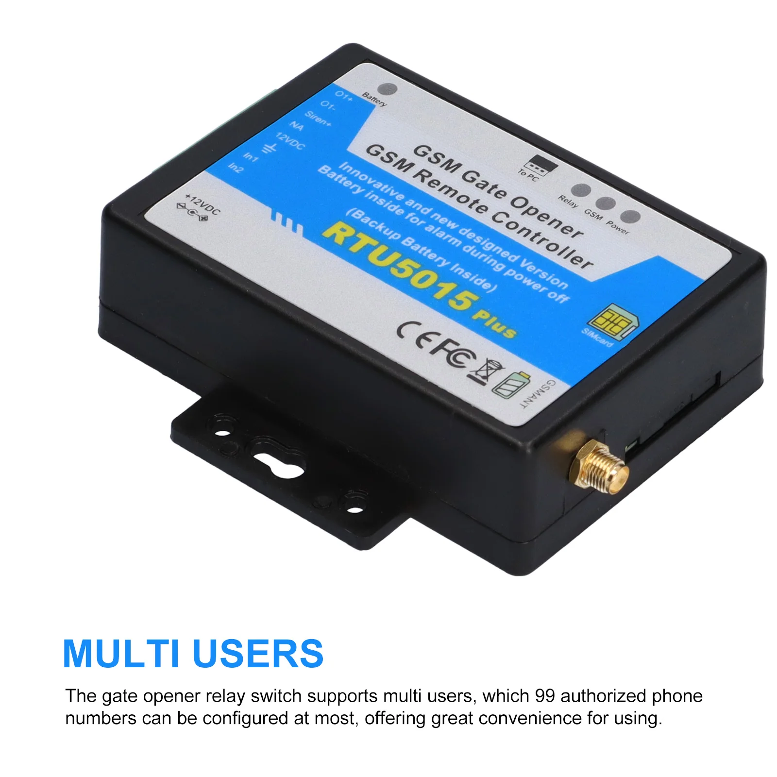 WIFI controller Gate Opener Relay Switch Wireless Long Antenna Free Call RTU5015 Plus GSM Access control Mobile Phone Remote
WIFI controller Gate Opener Relay Switch Wireless Long Antenna Free Call RTU5015 Plus GSM Access control Mobile Phone Remote