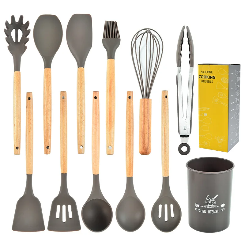 Wooden Handle Silicone Kitchenware Set Kitchen Tools Accessories Shovel Soup Spoon Kit
Wooden Handle Silicone Kitchenware Set Kitchen Tools Accessories Shovel Soup Spoon Kit