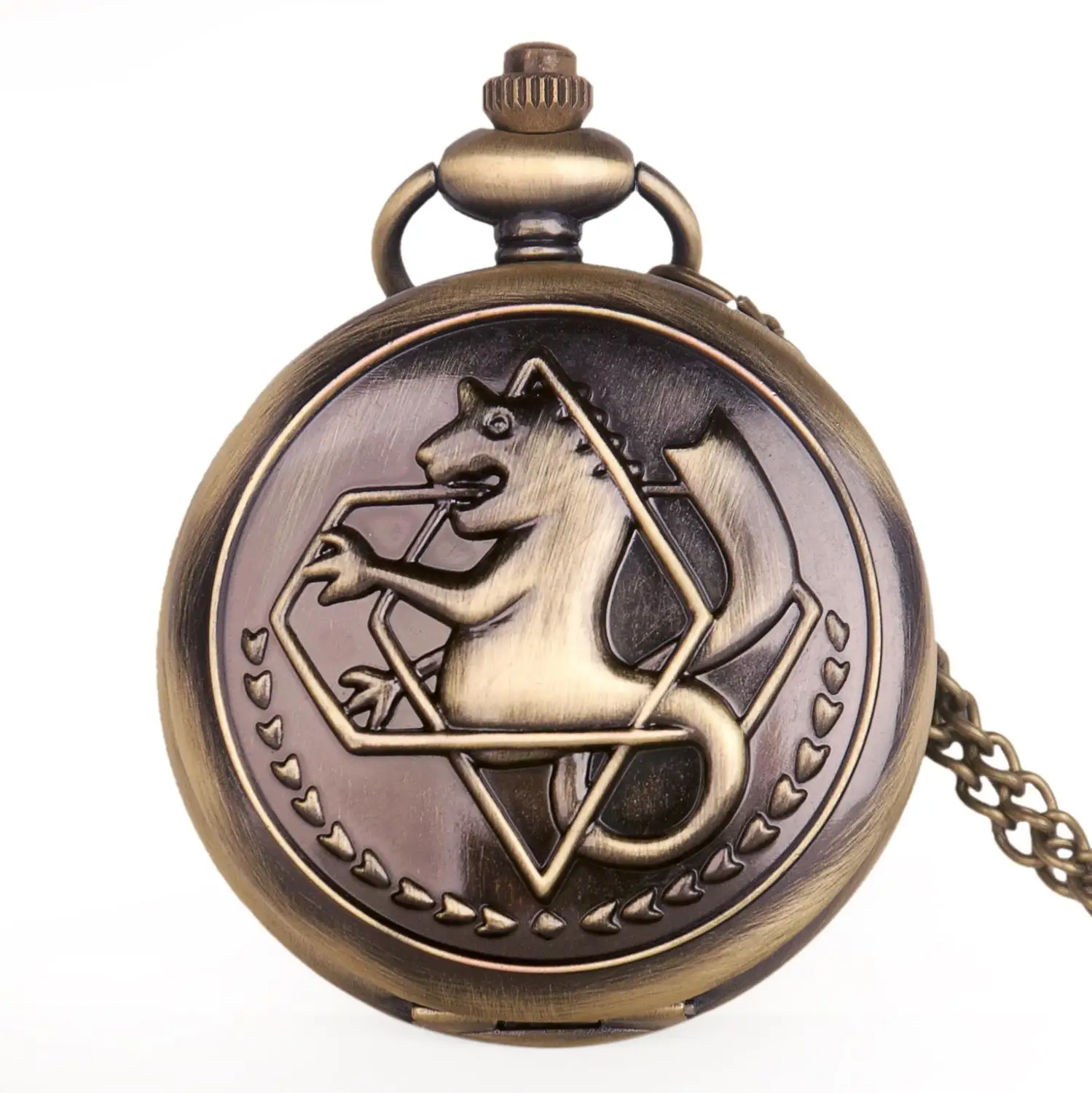 

Vintage Full Metal Alchemist Dull Polish Edward Elric Pocket Watches Necklace Pendant Chain Men Women Quartz Pocket Watches