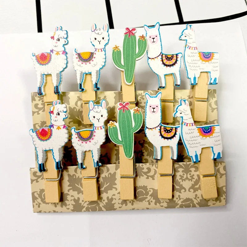 10pcs/lot Kawaii Fun Alpaca Wooden Clips Mini Photo Paper Craft Clip School Decoration Stationery With Hemp Rope
10pcs/lot Kawaii Fun Alpaca Wooden Clips Mini Photo Paper Craft Clip School Decoration Stationery With Hemp Rope
