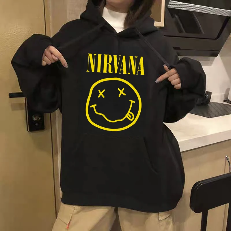 Nirvana Hombre осенне зимний свитшот в стиле рок Харадзюку пуловер с принтом 100% хлопок