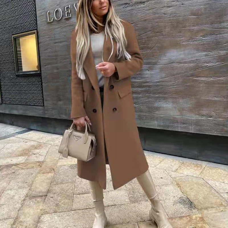 Fashion Autumn Winter Turn Down Collar Coat Female Commuter Elegant Outerwear Overcoat Double Breasted X-Long Coats For Women
Fashion Autumn Winter Turn Down Collar Coat Female Commuter Elegant Outerwear Overcoat Double Breasted X-Long Coats For Women