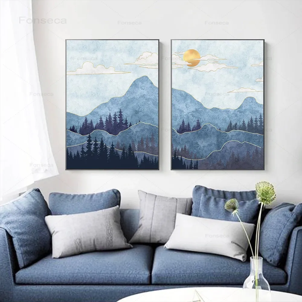Sun Mountain Forest Posters and Prints Abstract Landscape Wall Art Canvas Painting Nordic Blue Wall Pictures Home Decoration
Sun Mountain Forest Posters and Prints Abstract Landscape Wall Art Canvas Painting Nordic Blue Wall Pictures Home Decoration