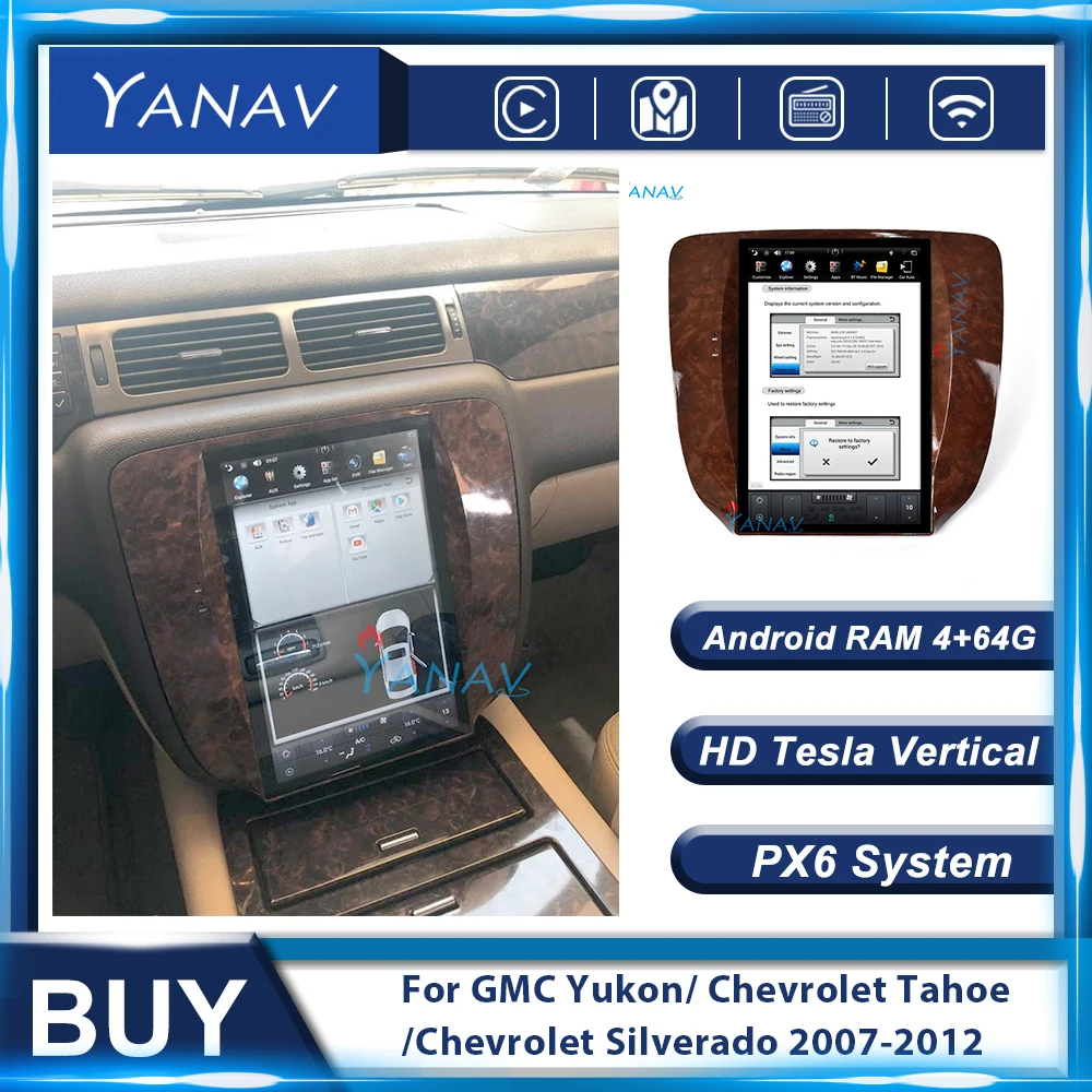 Android 9.0 Tesla Style Screen Car GPS Navigation For GMC Yukon/ Chevrolet Tahoe/Chevrolet Silverado 2007-2012 Car Radio Player
Android 9.0 Tesla Style Screen Car GPS Navigation For GMC Yukon/ Chevrolet Tahoe/Chevrolet Silverado 2007-2012 Car Radio Player