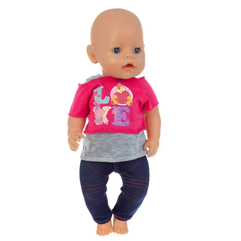 Pink Love T-shirt + Jeans Pants Doll Clothes Fit For 43cm Baby New Born Doll clothes reborn Doll Accessories
Pink Love T-shirt + Jeans Pants Doll Clothes Fit For 43cm Baby New Born Doll clothes reborn Doll Accessories