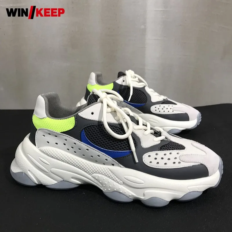 Brand Mens Thick Platform Outdoor Jogging Sports Shoes Athlete Gym Genuine Leather Patchwork Sneakers Male Lace Up Running Shoes
Brand Mens Thick Platform Outdoor Jogging Sports Shoes Athlete Gym Genuine Leather Patchwork Sneakers Male Lace Up Running Shoes