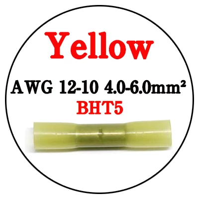 10pc BHT5 AWG 12-10 Heat Shrink Butt Connectors Solder Seal Wire Connectors Terminals Automotive Insulated Waterproof Yellow
10pc BHT5 AWG 12-10 Heat Shrink Butt Connectors Solder Seal Wire Connectors Terminals Automotive Insulated Waterproof Yellow