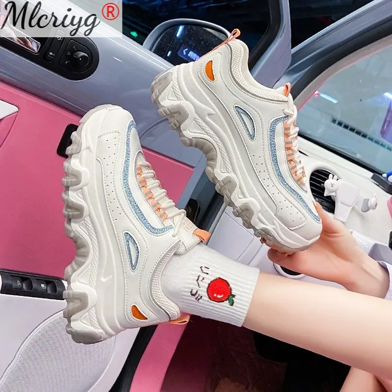 Chunky Sneakers Women Genuine Leather Mesh Mixed Colors Cross-Tied Fashion Platform Lady Casual Shoes Handmade Tenis Feminino
Chunky Sneakers Women Genuine Leather Mesh Mixed Colors Cross-Tied Fashion Platform Lady Casual Shoes Handmade Tenis Feminino