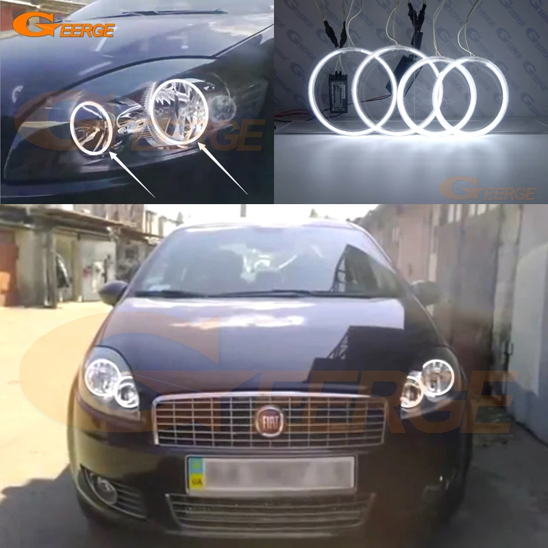 Для Fiat Linea 2007 2018 галогенные фары отличные ультра яркие CCFL ангельские глазки Halo
