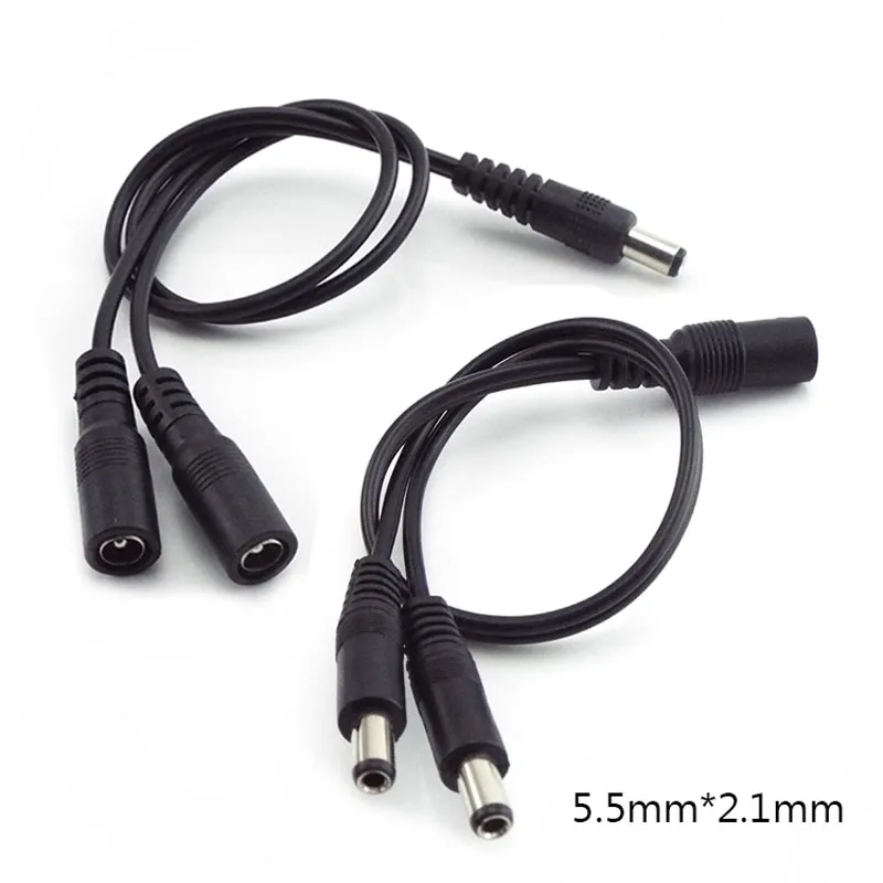 

1 Female to 2 Male Way Connector DC Power Splitter Plug Cable for CCTV LED Strip Light Power Supply Adapter 5.5mm*2.1mm J17
