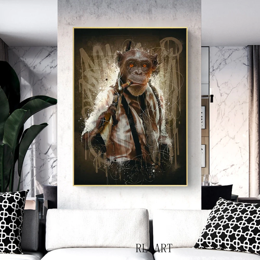Anime Street Griffiti Art Animal Portrait Posters and prints Wall Art Smoking Monkey Picture for Living Room Cuadros Home Decor
Anime Street Griffiti Art Animal Portrait Posters and prints Wall Art Smoking Monkey Picture for Living Room Cuadros Home Decor