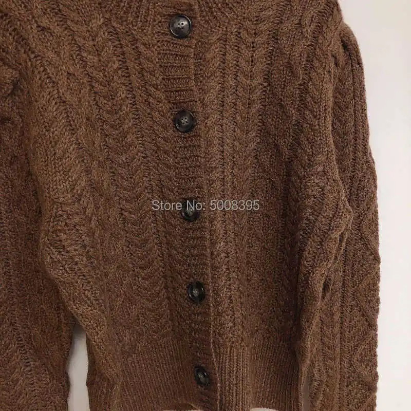 Woman Cable Knits Round Neck Long Sleeves Front Buttons Short Sweaters 2021 Autumn Winter
Woman Cable Knits Round Neck Long Sleeves Front Buttons Short Sweaters 2021 Autumn Winter