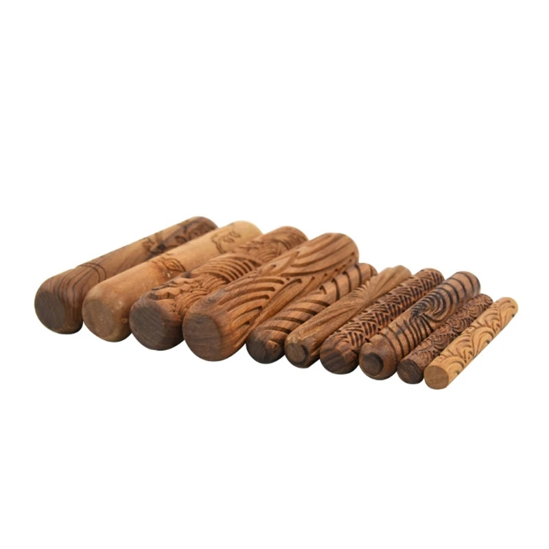 Pottery Tools,Wooden Handle Rollers Clay Modeling Pattern Rollers Kit Pottery Tools Set with Assorted Patterns 10Pcs
Pottery Tools,Wooden Handle Rollers Clay Modeling Pattern Rollers Kit Pottery Tools Set with Assorted Patterns 10Pcs