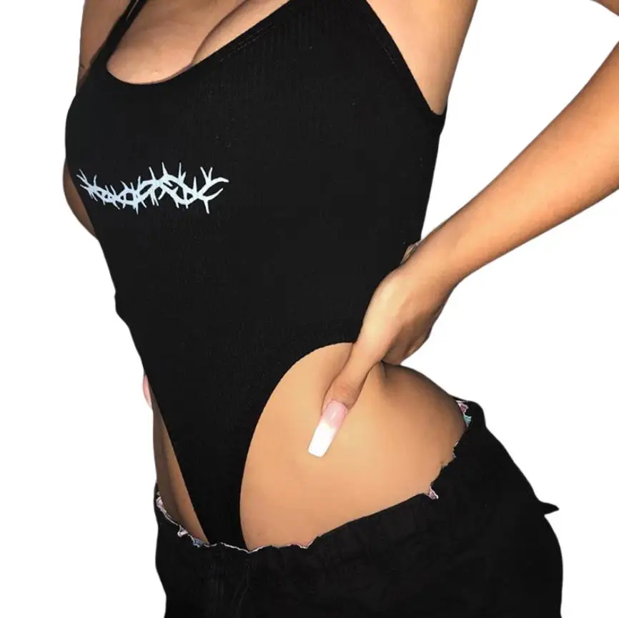 Women's Cami Bodysuits Sexy Sleeveless Spaghetti Strap Thorns Print Skinny Leotard Tops 
Women's Cami Bodysuits Sexy Sleeveless Spaghetti Strap Thorns Print Skinny Leotard Tops