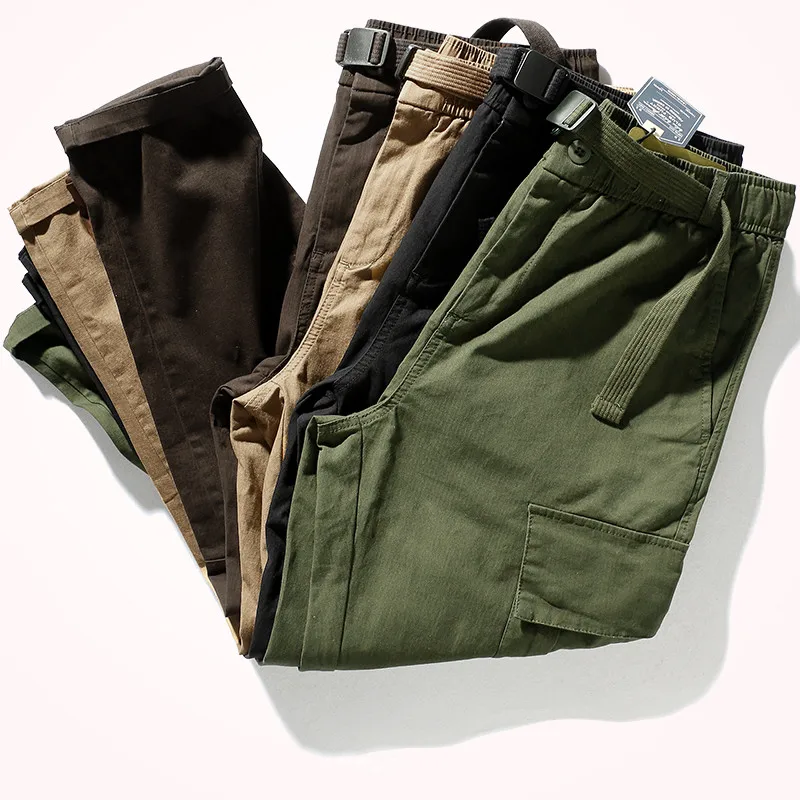 2021 Spring Tapered Cargo Pants Men's Capris Loose Legged Fashion Elastic Waist Buckle Belt Multi Pocket Casual Pants
2021 Spring Tapered Cargo Pants Men's Capris Loose Legged Fashion Elastic Waist Buckle Belt Multi Pocket Casual Pants