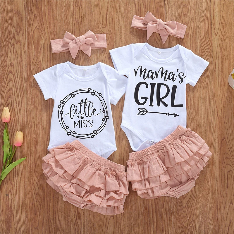 Summer Fashion Toddler Kid Baby Girl Clothes Sets Short Sleeve Letter Romper Tops Ruffles Shorts Headwear Set 3pcs 
Summer Fashion Toddler Kid Baby Girl Clothes Sets Short Sleeve Letter Romper Tops Ruffles Shorts Headwear Set 3pcs