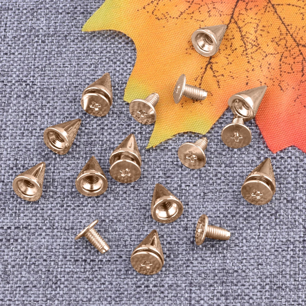 20/50/100pcs Spikes Cone Studs Metal 10mm Spots Rivet Cone Rock Clothes Handcraft Accessories Screw Studs Leathercraft DIY Craft 
20/50/100pcs Spikes Cone Studs Metal 10mm Spots Rivet Cone Rock Clothes Handcraft Accessories Screw Studs Leathercraft DIY Craft