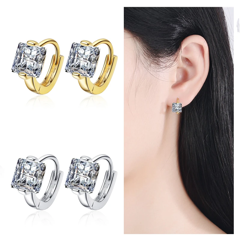 Cute Crystal Square Gold Hoops Earrings Female Party Accessories Silver Plated Earring Women Wedding Party Bijou
Cute Crystal Square Gold Hoops Earrings Female Party Accessories Silver Plated Earring Women Wedding Party Bijou