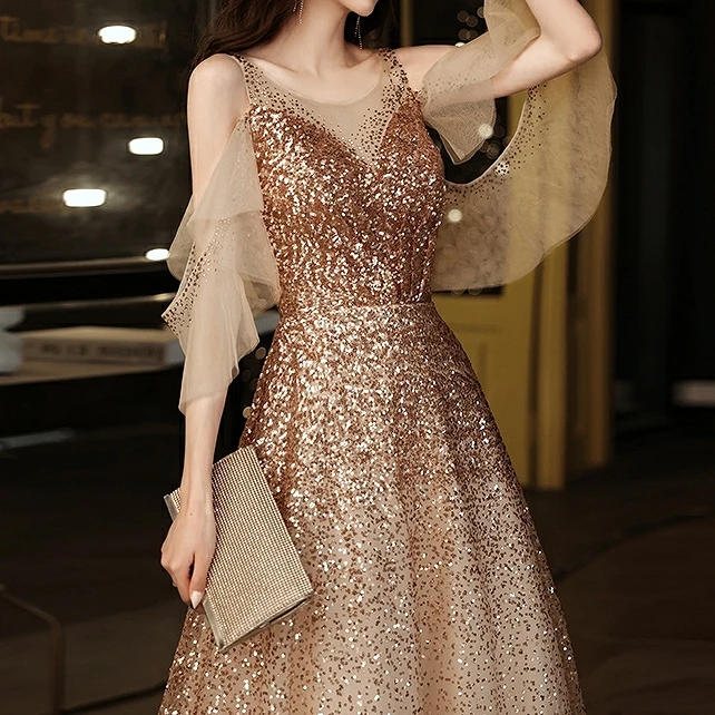Luxury Bridesmaid Dresses Champagne Gold 3/4 Cap Sleeve Beaded Floor-Length A-Line Wedding Guests Formal Party Evening Prom Gown
Luxury Bridesmaid Dresses Champagne Gold 3/4 Cap Sleeve Beaded Floor-Length A-Line Wedding Guests Formal Party Evening Prom Gown