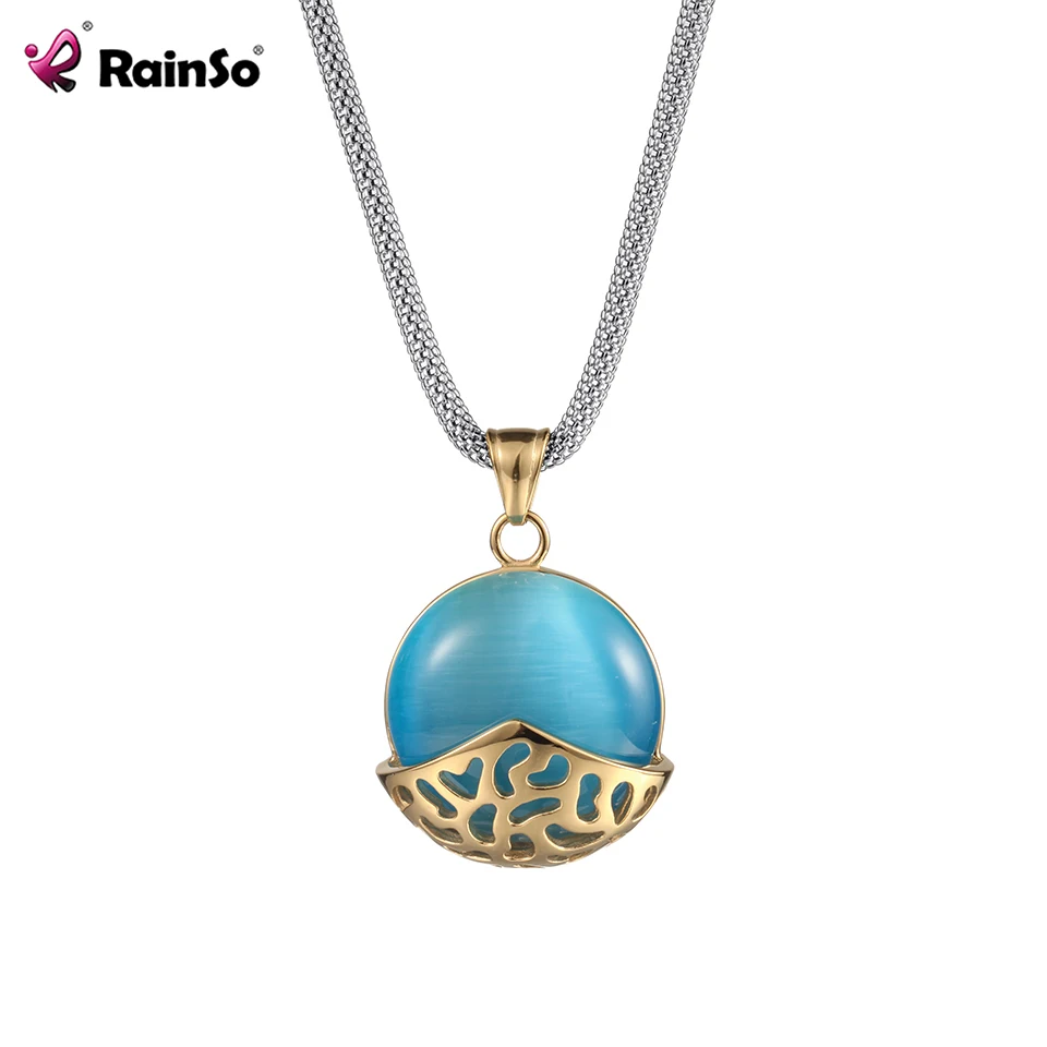 Rainso Necklace For Woman Gilded Blue Cat's Eye Zircon Pendant Stainless Steel Chain Magnetic Fashion Party Jewelry New Hot 2021
Rainso Necklace For Woman Gilded Blue Cat's Eye Zircon Pendant Stainless Steel Chain Magnetic Fashion Party Jewelry New Hot 2021