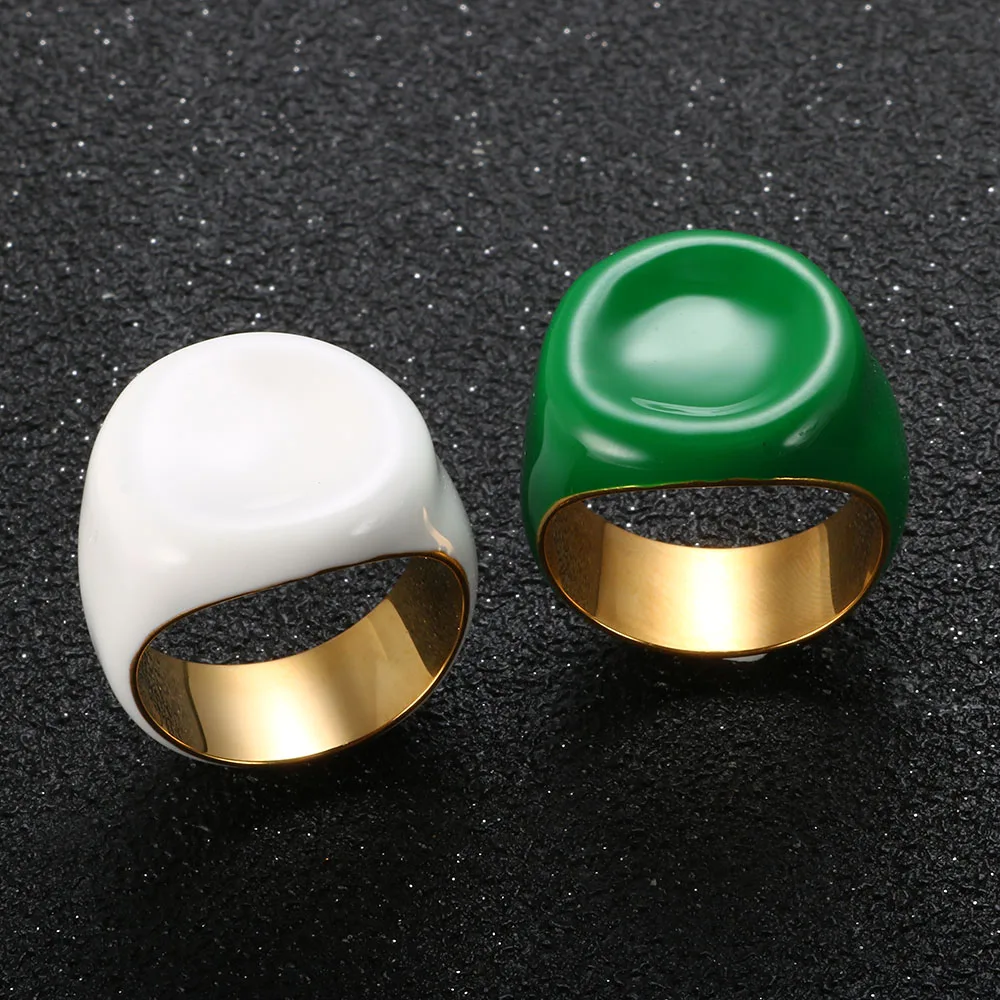 Fashion Titanium Steel Green Enamel Drip Glaze Rings White Cream Ring Goth Punk For Women Men Couple 2021 Trend Jewelry Gift
Fashion Titanium Steel Green Enamel Drip Glaze Rings White Cream Ring Goth Punk For Women Men Couple 2021 Trend Jewelry Gift