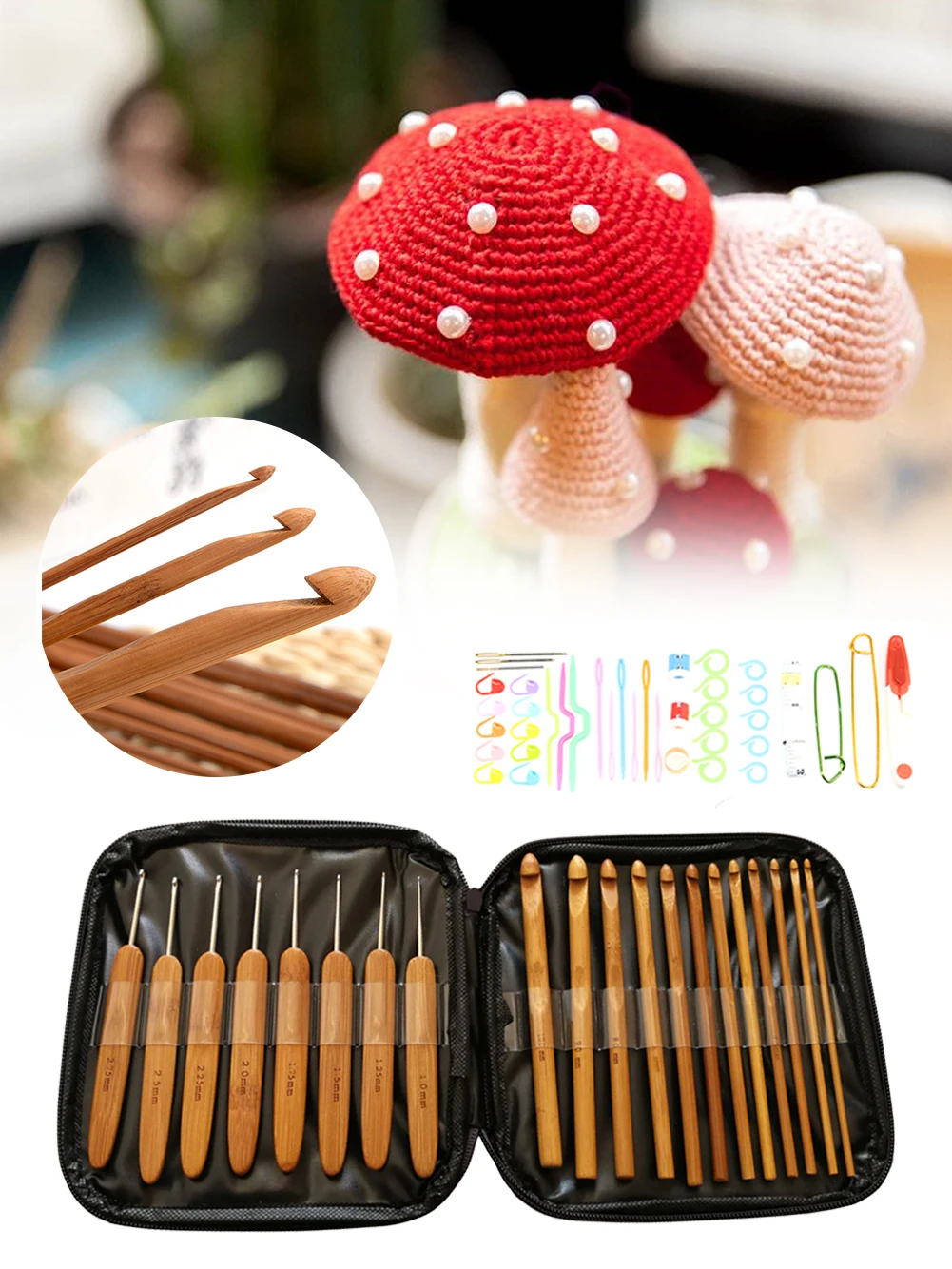 Wood Bamboo Crochet Kit Handcraft DIY Crocket Knitting Kit with Crochets Hooks Needles Tape Measure Scissors Sewing Tools Set
Wood Bamboo Crochet Kit Handcraft DIY Crocket Knitting Kit with Crochets Hooks Needles Tape Measure Scissors Sewing Tools Set