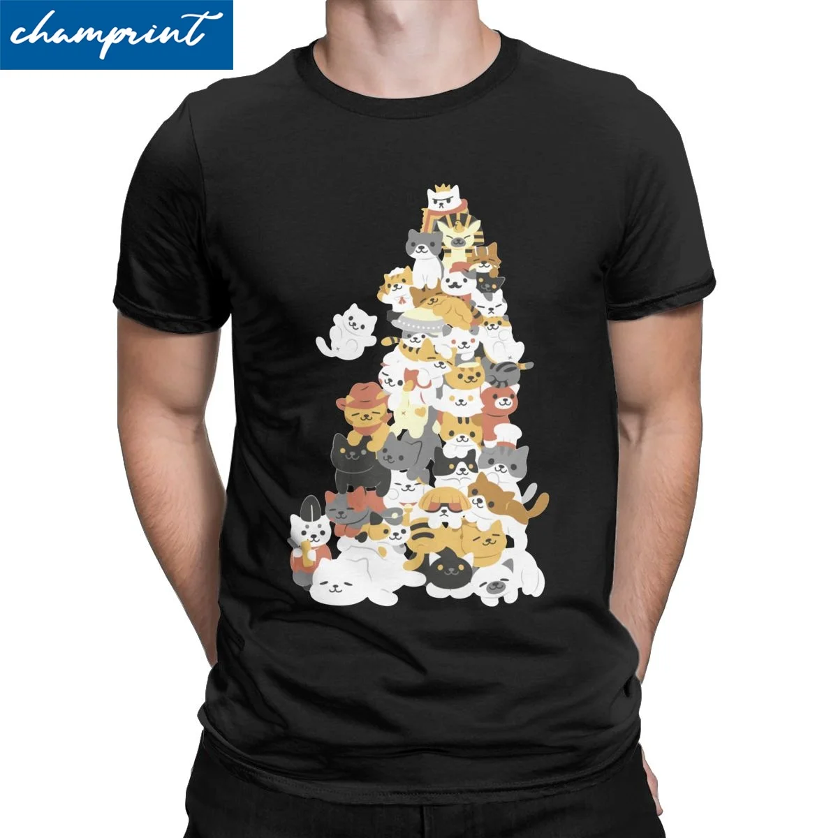 Кота ворсом Футболка мужская Неко Atsume Kawaii Cat игра Китти коллектор в винтажном