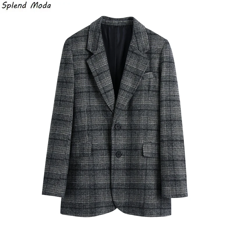 Splend Moda Autumn Fashion Vintage Elegant Office Lady Casual Single-Breasted Notched Collar Plaid Texture Straight Blazer Women
Splend Moda Autumn Fashion Vintage Elegant Office Lady Casual Single-Breasted Notched Collar Plaid Texture Straight Blazer Women