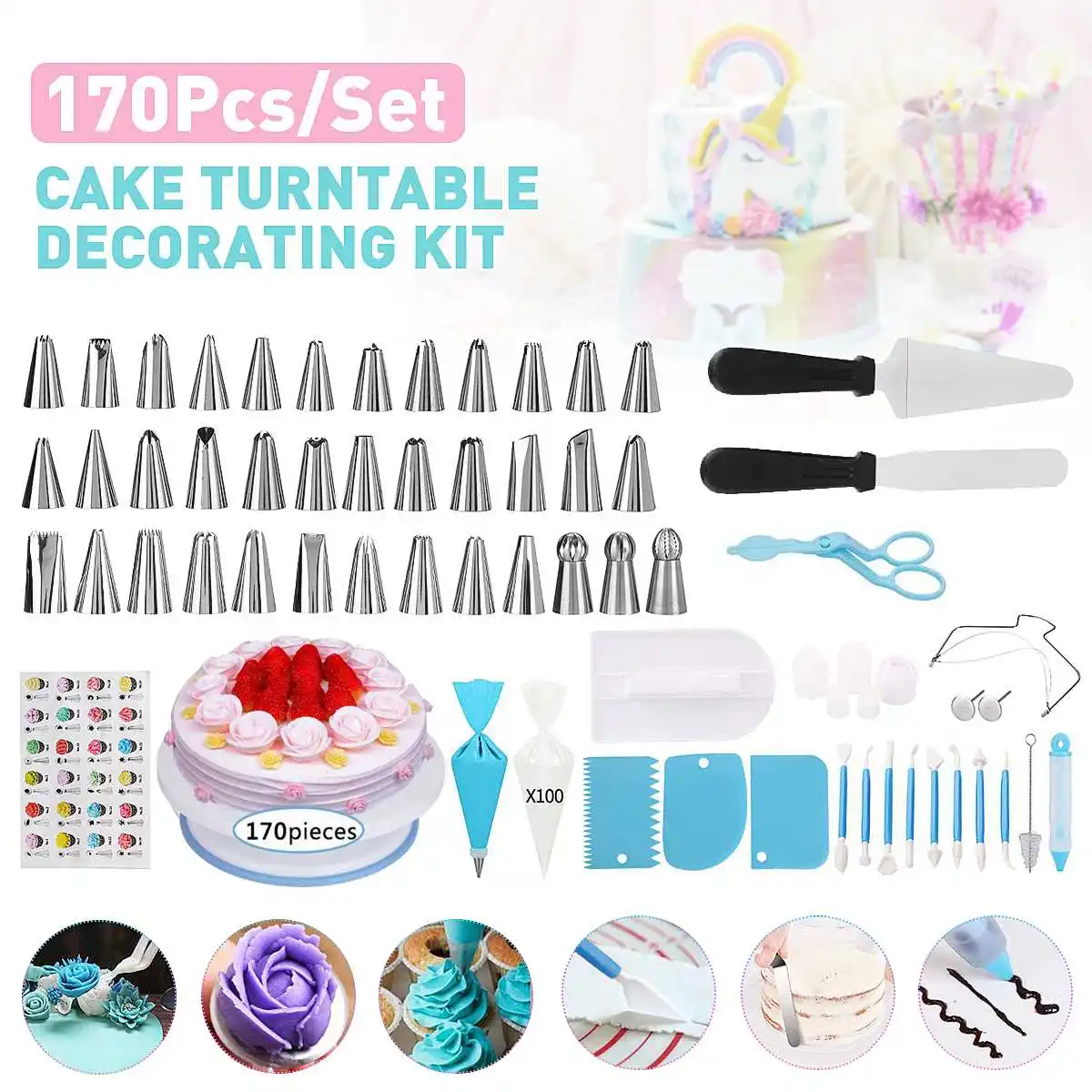170Pcs торт декоративные инструменты Kit проигрыватель набор кремового Кондитерские насадки для крема "Кондитерские мешки глазури Трубопровод...
170Pcs торт декоративные инструменты Kit проигрыватель набор кремового Кондитерские насадки для крема "Кондитерские мешки глазури Трубопровод...