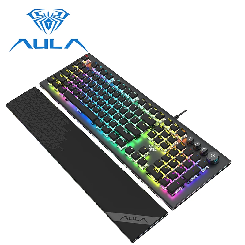 AULA Mechanical Gaming Keyboard RGB Backlit Blue Switch 108Keys Programmable and Multimedia Control for PC Laptop Computer #2098
AULA Mechanical Gaming Keyboard RGB Backlit Blue Switch 108Keys Programmable and Multimedia Control for PC Laptop Computer #2098