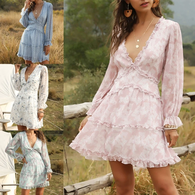 Summer Casual Sexy Deep V Neck Slim Sundress Women Long Sleeve Ruffle Layer Backless Swing Mini Dresses
Summer Casual Sexy Deep V Neck Slim Sundress Women Long Sleeve Ruffle Layer Backless Swing Mini Dresses