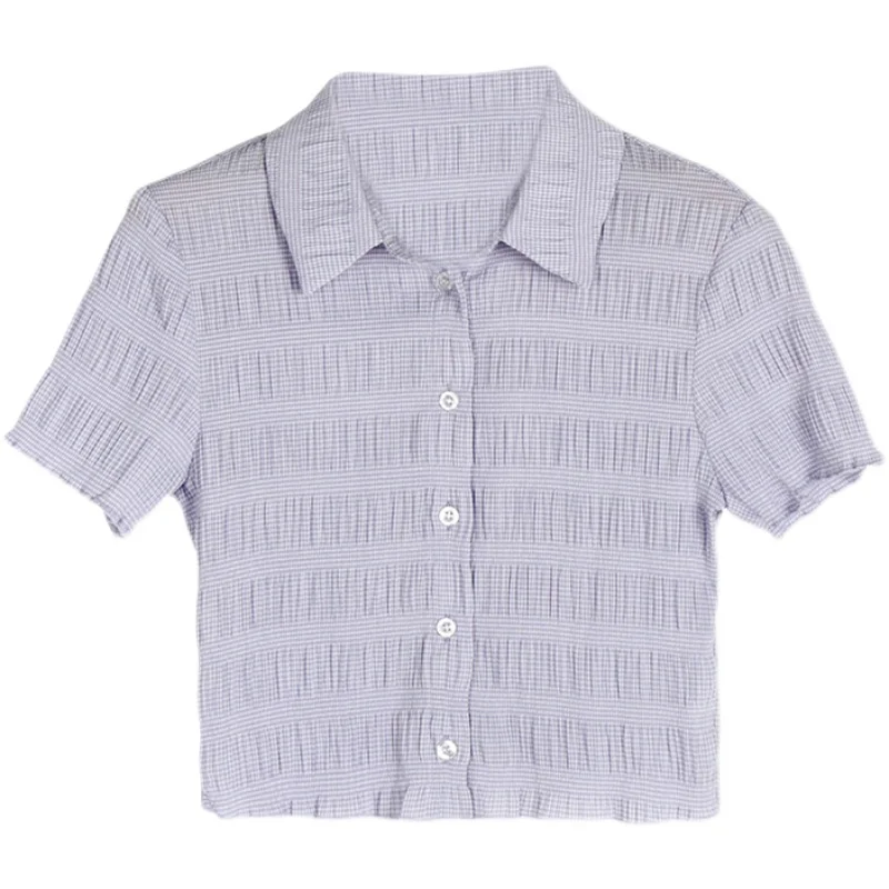 TVVOVVIN Fashion Trend Pleated Slim Plaid Women Tops And Blouse Summer Casual Lapel Short Sleeve Vintage Shirts X18C 
TVVOVVIN Fashion Trend Pleated Slim Plaid Women Tops And Blouse Summer Casual Lapel Short Sleeve Vintage Shirts X18C