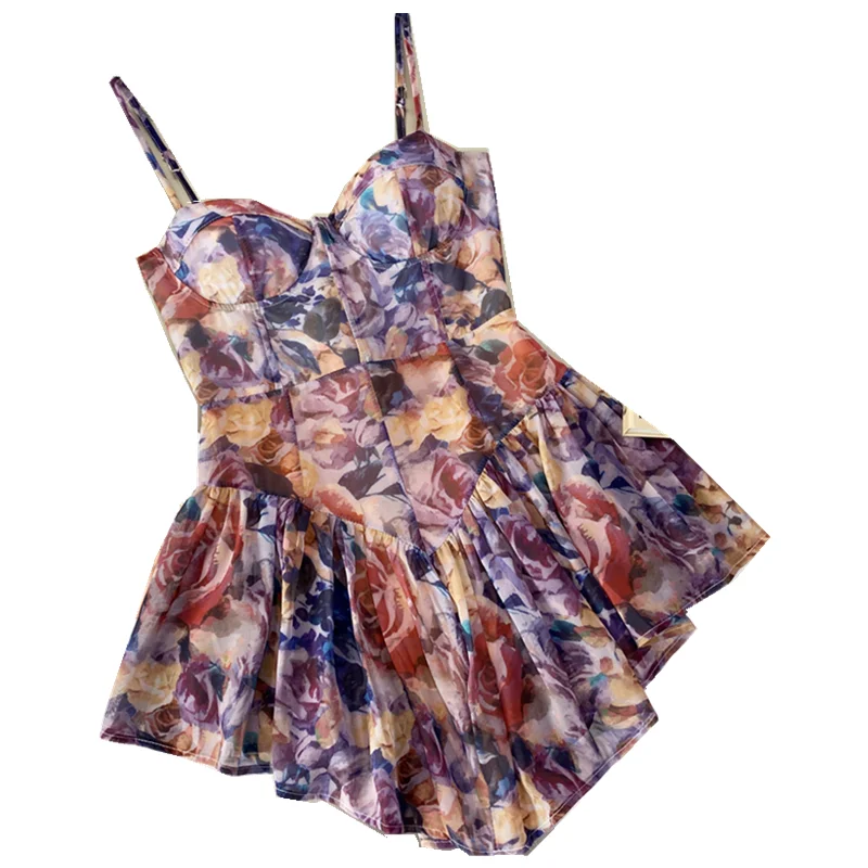 2021 Summer New Women's Sexy Floral Spaghetti Strap Dress Tie-dye Printing Vintage Pleated Dress Boho Mini Sundress Vestidos
2021 Summer New Women's Sexy Floral Spaghetti Strap Dress Tie-dye Printing Vintage Pleated Dress Boho Mini Sundress Vestidos