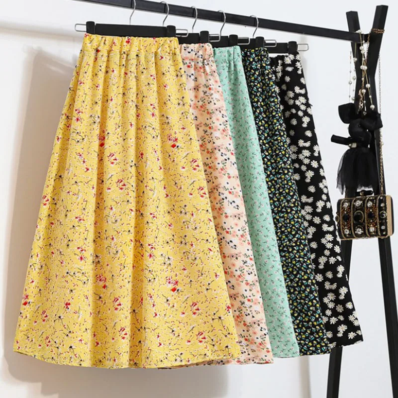 Summer Korean Style Plus Size 2021 Women Skirt Floral Print High Waist Chiffon Elegant Ladies A Line Midi Skirt Beach falda
Summer Korean Style Plus Size 2021 Women Skirt Floral Print High Waist Chiffon Elegant Ladies A Line Midi Skirt Beach falda