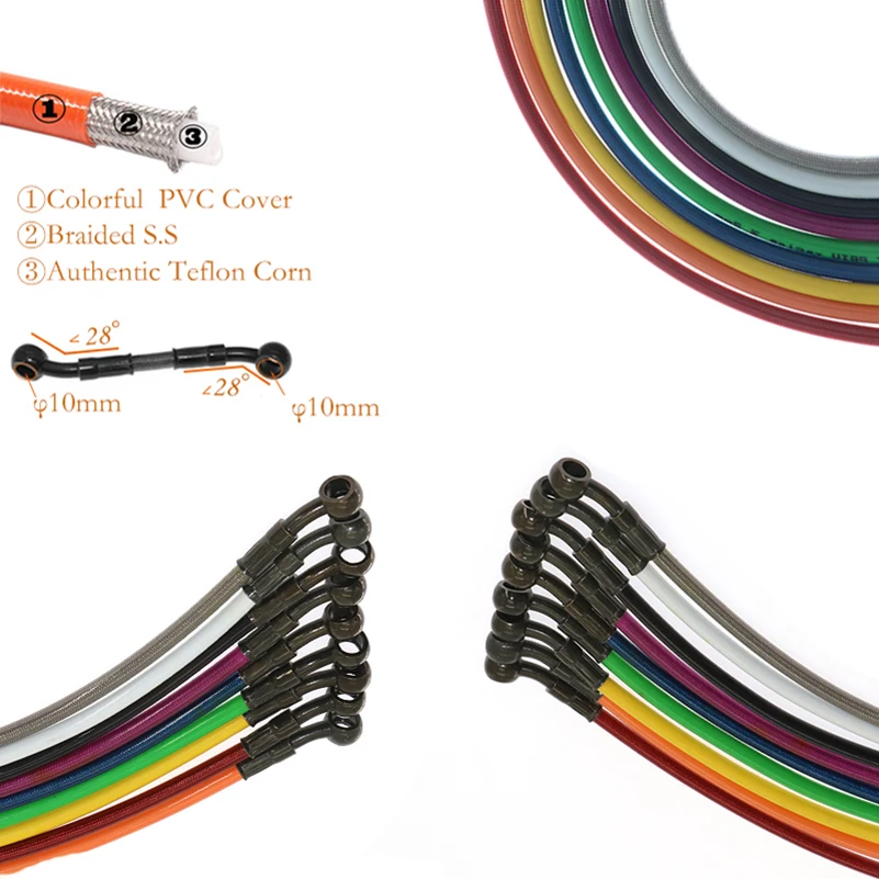 Motorcycle Dirt Bike Braided Brake Hose Line Steel Brake cable Hydraulic Banjo pipe 500mm-1500mm for motorcycle Universal Racing
Motorcycle Dirt Bike Braided Brake Hose Line Steel Brake cable Hydraulic Banjo pipe 500mm-1500mm for motorcycle Universal Racing