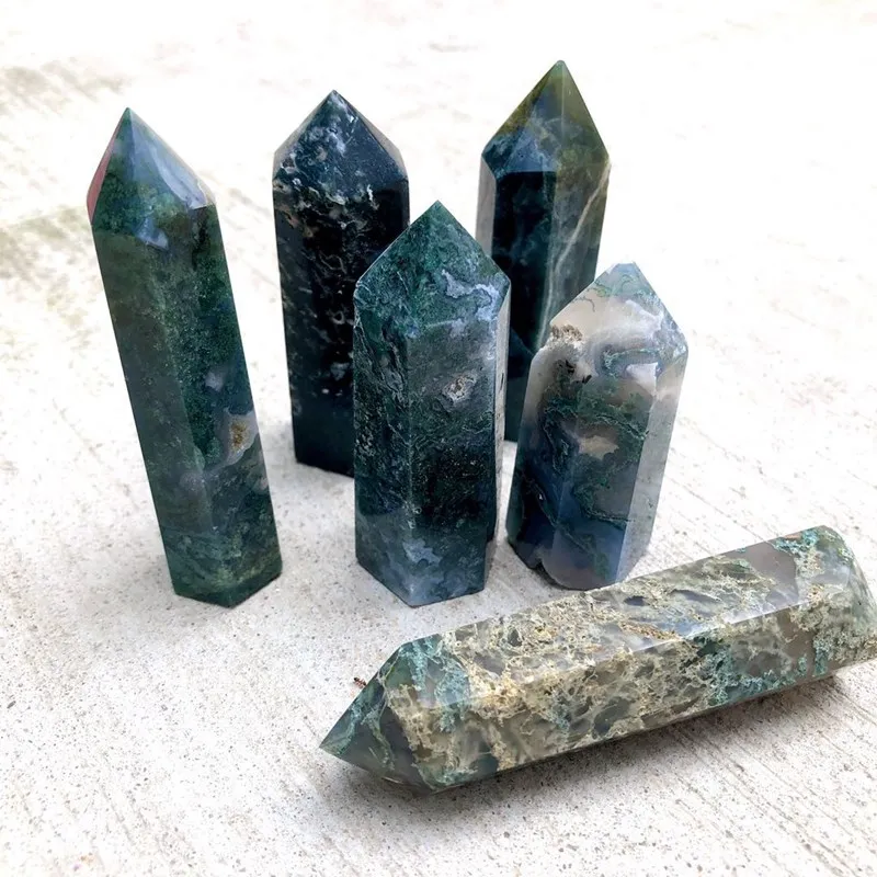 Moss agate crystal wand point natural quartz minerales gemstones reiki healing stones home decoration
Moss agate crystal wand point natural quartz minerales gemstones reiki healing stones home decoration
