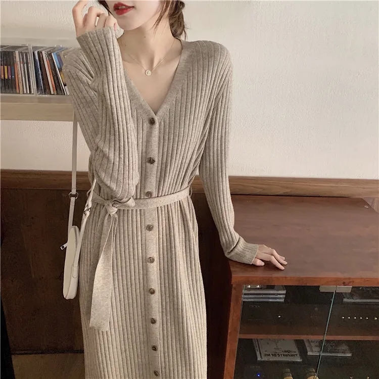 Solid Stretchy Dresses Female Autumn Winter Bottom Vestidos Knitted Women Maxi Bodycon Dress Single Breated
Solid Stretchy Dresses Female Autumn Winter Bottom Vestidos Knitted Women Maxi Bodycon Dress Single Breated