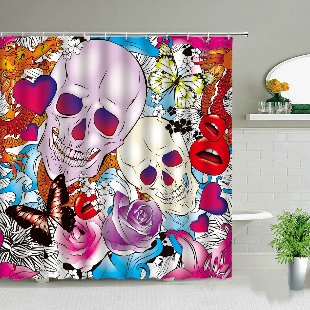 В богемном стиле, необычный череп, цветы, психоделический, занавеска для душа, индивидуальность ванной комнаты, украшение для дома 
В богемном стиле, необычный череп, цветы, психоделический, занавеска для душа, индивидуальность ванной комнаты, украшение для дома