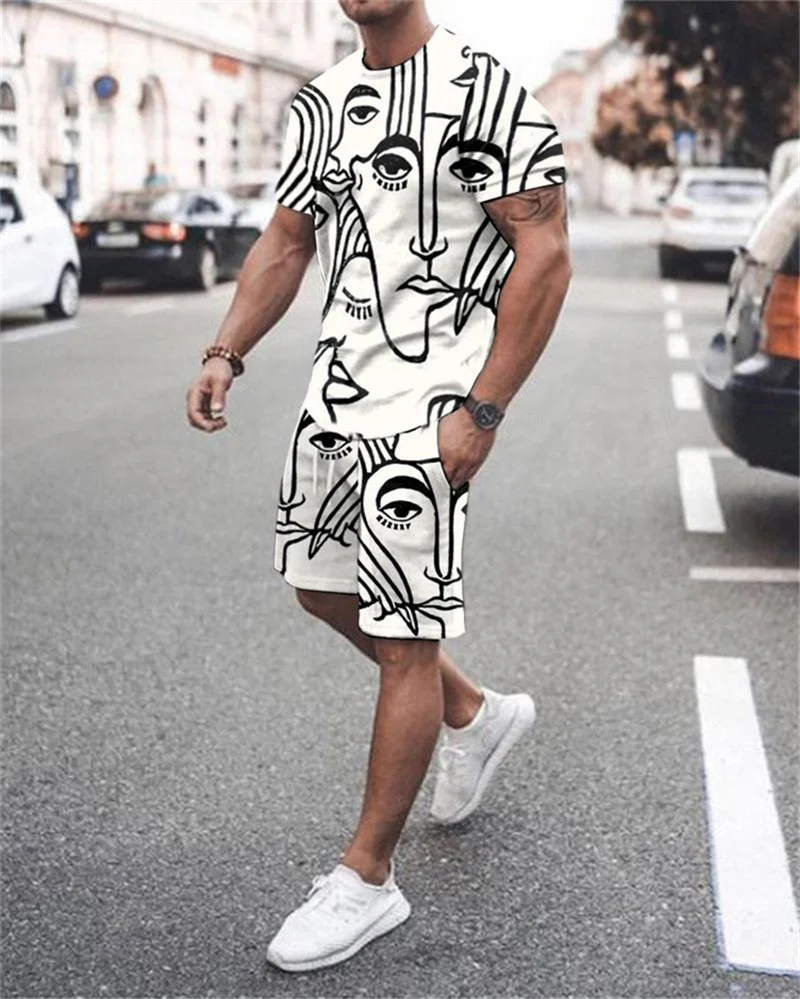 2022 New Printed Oversized custom T-shirt Shorts Set Graffiti texture Two Piece Set Outfits Harajuku Large Size Punk Tops Suit
2022 New Printed Oversized custom T-shirt Shorts Set Graffiti texture Two Piece Set Outfits Harajuku Large Size Punk Tops Suit