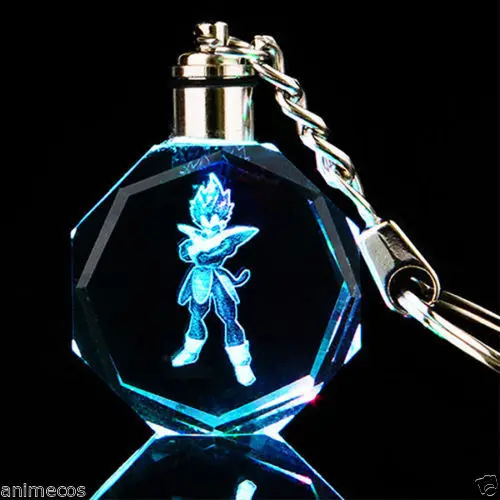 Dragon Ball Dragonball Z Super Saiyajin Vegeta Хрустальная цепочка для ключей светодиодный Кулон