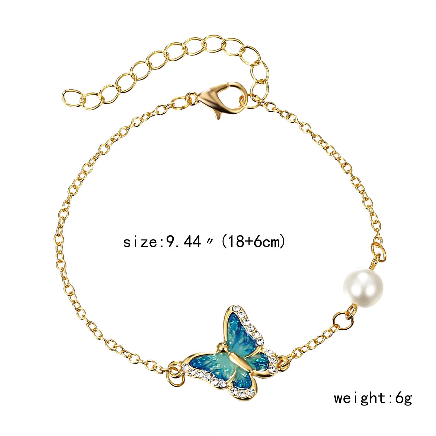 Crystal Butterfly Charm Bracelet Romantic Butterfly Design Colorful Plated Imitation Pearl Wedding Bracelet Girls Accessories
Crystal Butterfly Charm Bracelet Romantic Butterfly Design Colorful Plated Imitation Pearl Wedding Bracelet Girls Accessories
