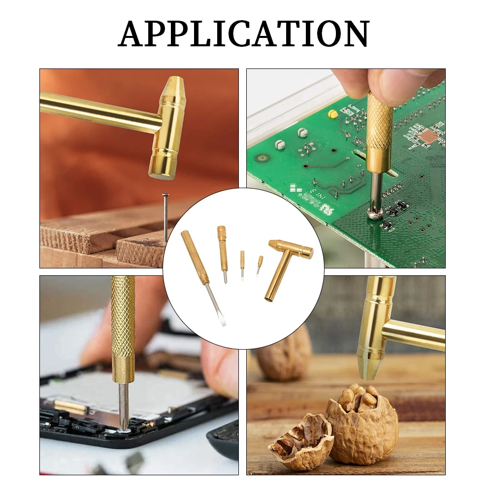 5 In 1 Mini Brass Hammer 4 Kinds Screwdriver Bits Pocket DIY Tools Copper Plated Hammer With Screwdriver Multi-Function Tool
5 In 1 Mini Brass Hammer 4 Kinds Screwdriver Bits Pocket DIY Tools Copper Plated Hammer With Screwdriver Multi-Function Tool