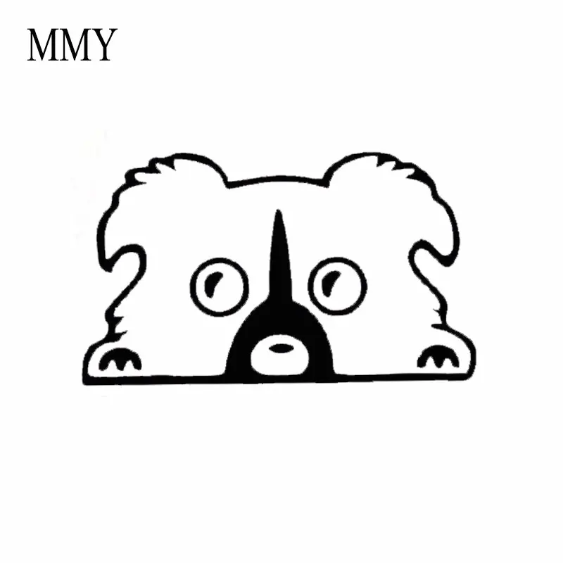 6 "Wide Boarder Collie Peeking Out Window Виниловая наклейка для автомобиля собак домашних