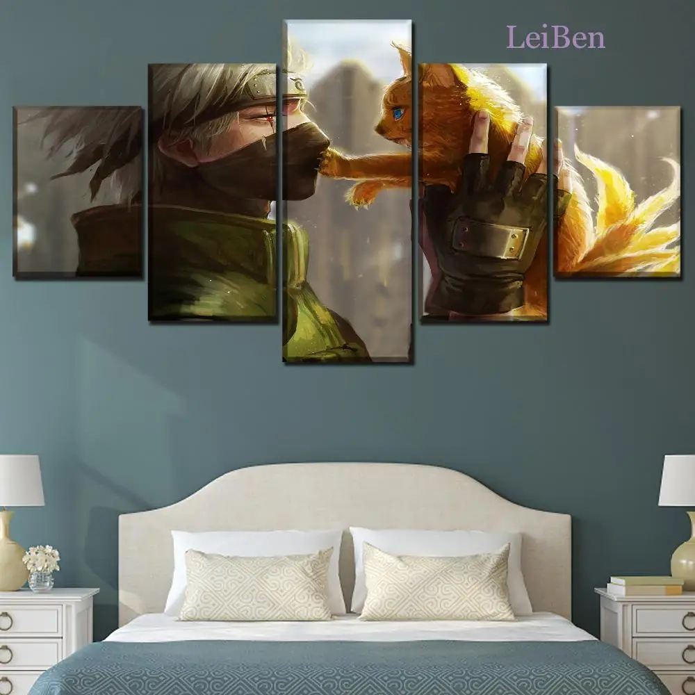 Five-Piece Canvas Painting Japanese Anime Naruto Kakashi and Kitten Wall Art Poster Children's Room Decoration Mural and Print
Five-Piece Canvas Painting Japanese Anime Naruto Kakashi and Kitten Wall Art Poster Children's Room Decoration Mural and Print
