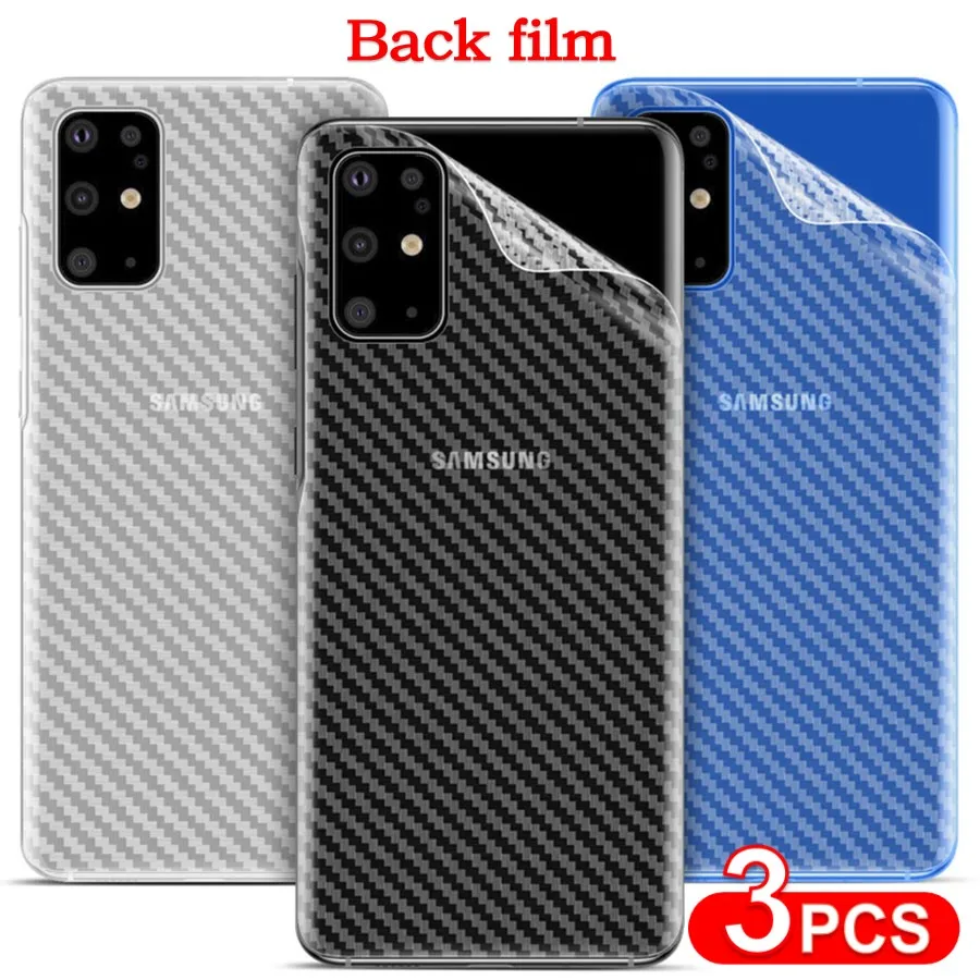 

3Pcs Carbon Fiber Anti-fingerprint Back Film Samsung Galaxy Note20 Ultra S21 S20 S10Plus Back Screen Protector For S23 S22 Ultra